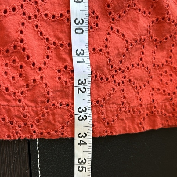 MADEWELL Eyelet Ruffle Sleeve Mini Dress Fresh Chili Orange Cap Sleeve Sz L - Picture 16 of 16